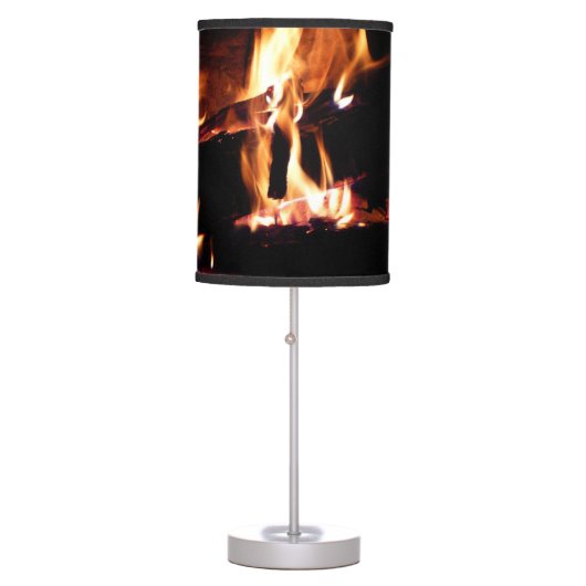 Logs in the Fireplace Warm Fire Photography Table Lamp (Front)