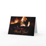 Logs in the Fireplace Warm Fire Photography Thank You Card