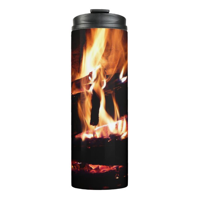 Logs in the Fireplace Warm Fire Photography Thermal Tumbler (Front)