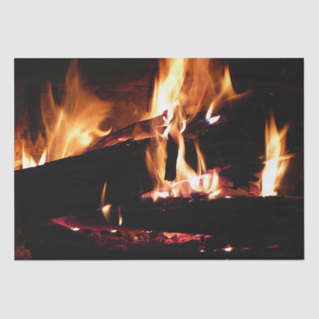 Logs in the Fireplace Warm Fire Photography Tissue Paper (Front)