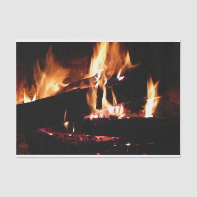 Logs in the Fireplace Warm Fire Photography Tissue Paper (Front)