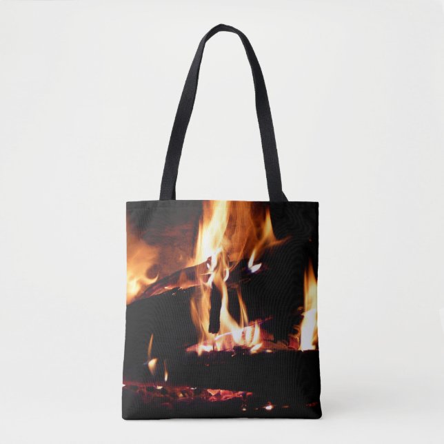 Logs in the Fireplace Warm Fire Photography Tote Bag (Front)