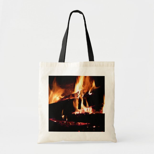 Logs in the Fireplace Warm Fire Photography Tote Bag (Front)