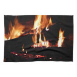 Logs in the Fireplace Warm Fire Photography Towel
