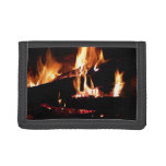 Logs in the Fireplace Warm Fire Photography Tri-fold Wallet