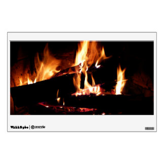 Logs in the Fireplace Warm Fire Photography Wall Decal