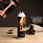 Logs in the Fireplace Warm Fire Photography Water Bottle