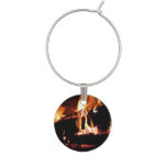Logs in the Fireplace Warm Fire Photography Wine Charm