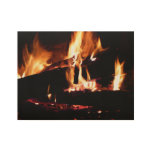 Logs in the Fireplace Warm Fire Photography Wood Poster