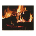 Logs in the Fireplace Warm Fire Photography Wood Wall Art