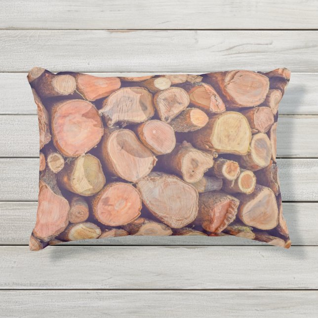 Logs of Wood Rustic Outdoor Pillow (Front)