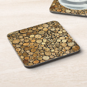 Logs Themed Wallpaper Drink Coaster