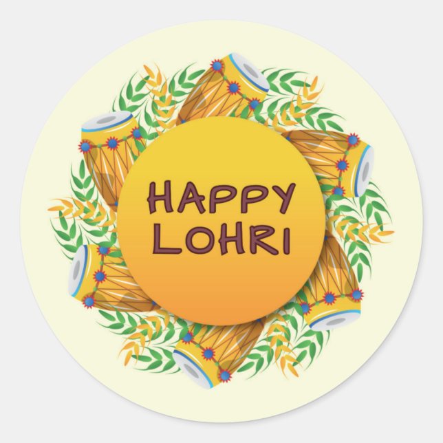 Lohri Round Sticker/ Favor tag (Front)
