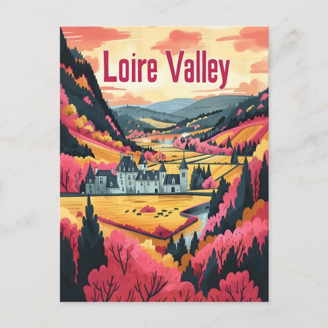 Loire Valley France vintage art Postcard (Front)