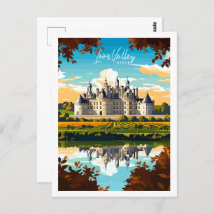 Loire Valley France vintage travel illustration Postcard
