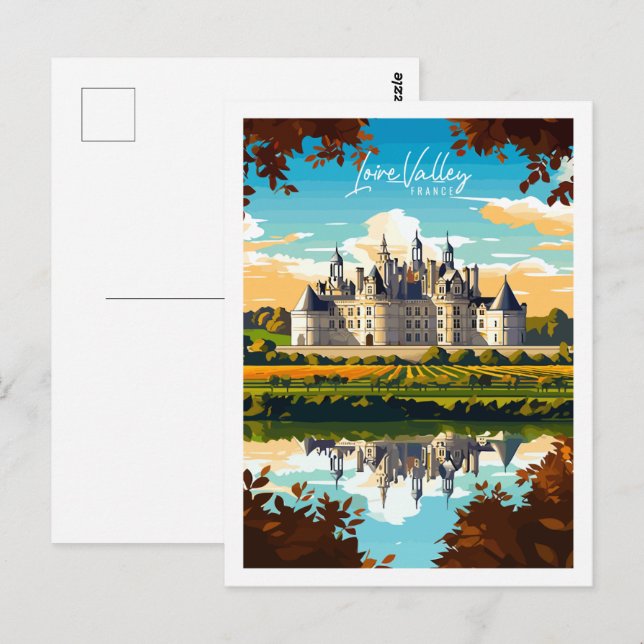 Loire Valley France vintage travel illustration Postcard (Front/Back)