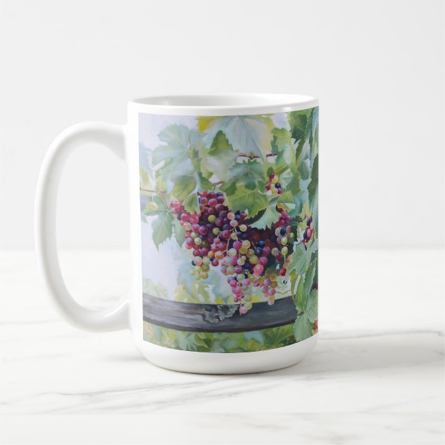 Loire Valley Vineyard – French Grape Painting Coffee Mug (Left)