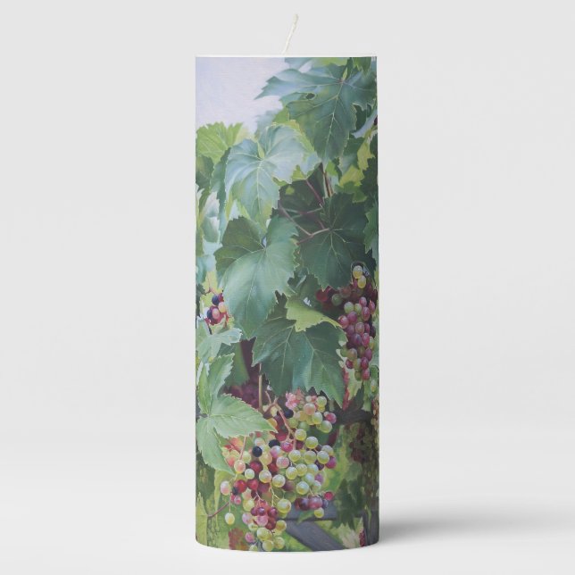 Loire Valley Vineyard – French Grape Painting Pillar Candle (Front)