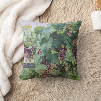 Loire Valley Vineyard – French Grape Painting Throw Pillow