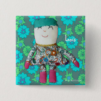 Lois Doll Vintage Add Name Square Button