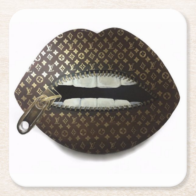 Lois Lips Square Paper Coaster (Front)