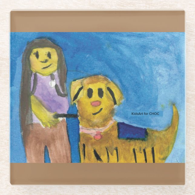 Lois the Therapy Dog - Kids Art for CHOC Glass Coaster (Front)