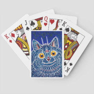 Lois Wain Blue Fractal Cat Poker Cards