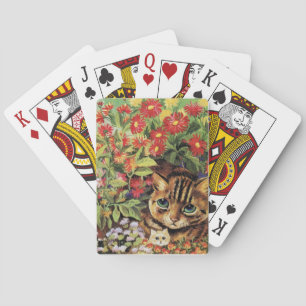 Lois Wain Cat and Kitten Hiding in the Flowers Poker Cards