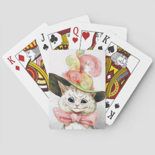 Lois Wain Sassy White Cat in a Fancy Hat Poker Cards