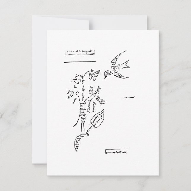 L'oiseau et le bouquet, by Apollinaire  Note Card (Front)
