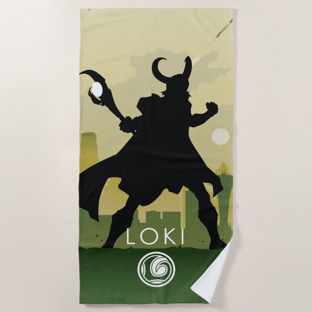 Loki Heroic Silhouette Beach Towel (Front)