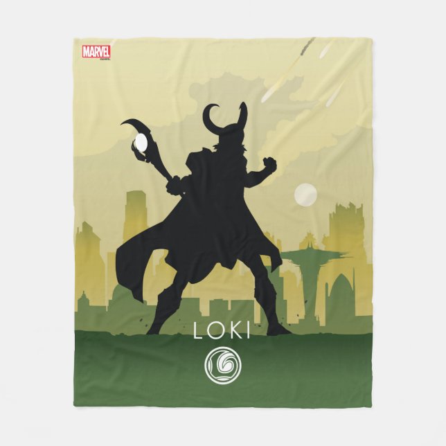 Loki Heroic Silhouette Fleece Blanket (Front)