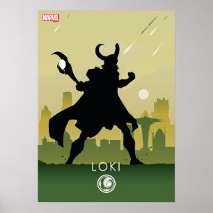 Loki Heroic Silhouette Poster