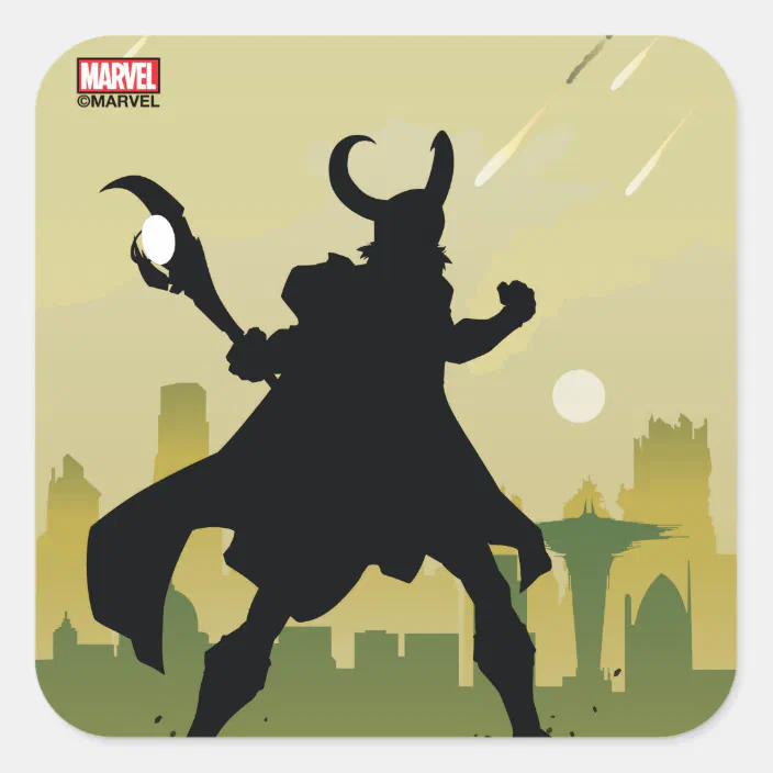 loki heroic silhouette square sticker zazzle com