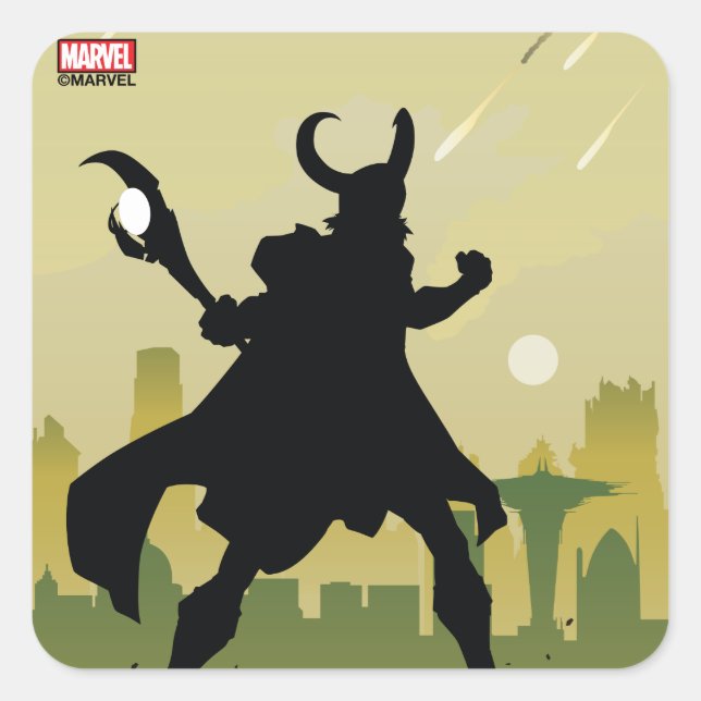 Loki Heroic Silhouette Square Sticker (Front)