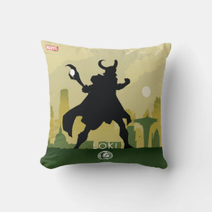 Loki Heroic Silhouette Throw Pillow