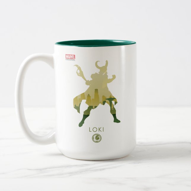 Loki Heroic Silhouette Two-Tone Coffee Mug (Left)