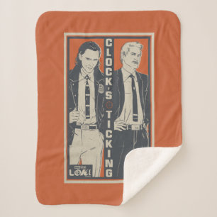 Loki & Mobius - Clock's Ticking Sherpa Blanket
