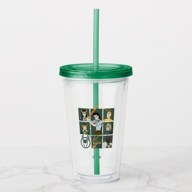 Loki Variant Grid Acrylic Tumbler (Front)