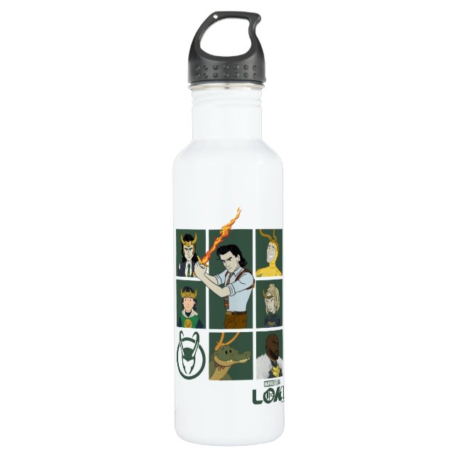 Loki Variant Grid Stainless Steel Water Bottle (Front)