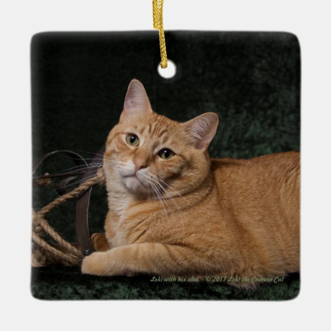 Loki with sled ceramic ornament (Front)
