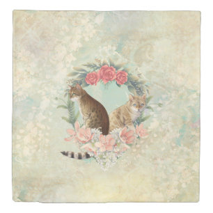Loki's Buddies: Mika and Chidori Bengal Cats Duvet Cover