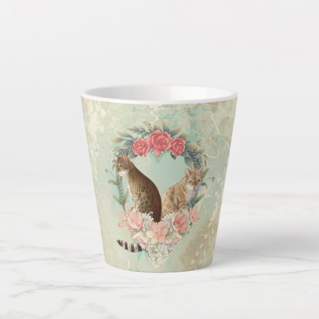 Loki's Buddies: Mika and Chidori Bengal Cats Latte Mug (Front)