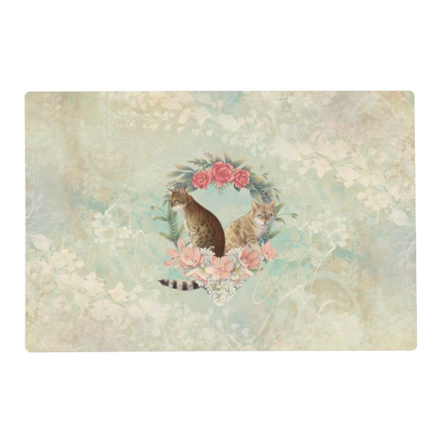 Loki's Buddies: Mika and Chidori Bengal Cats Placemat (Front)
