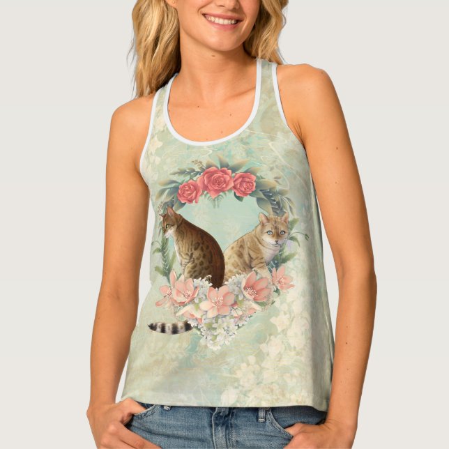 Loki's Buddies: Mika and Chidori Bengal Cats Tank Top (Front)