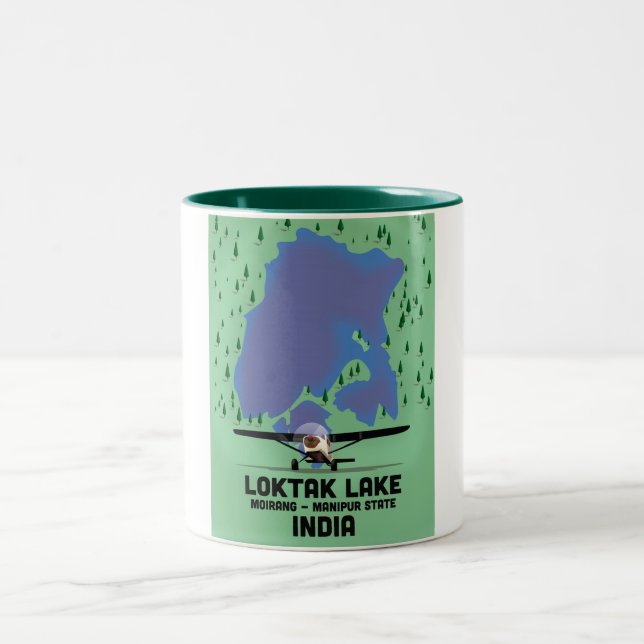 Loktak Lake Manipur state, India map Two-Tone Coffee Mug (Center)