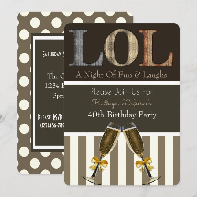 "LOL" Birthday Party Invitation (Front/Back)