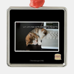 Lol cats with USB Metal Ornament