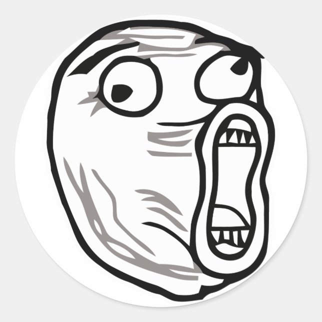 lol face meme humor rofl omg omfg classic round sticker (Front)