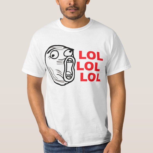 lol face meme humor rofl omg omfg T-Shirt (Front)